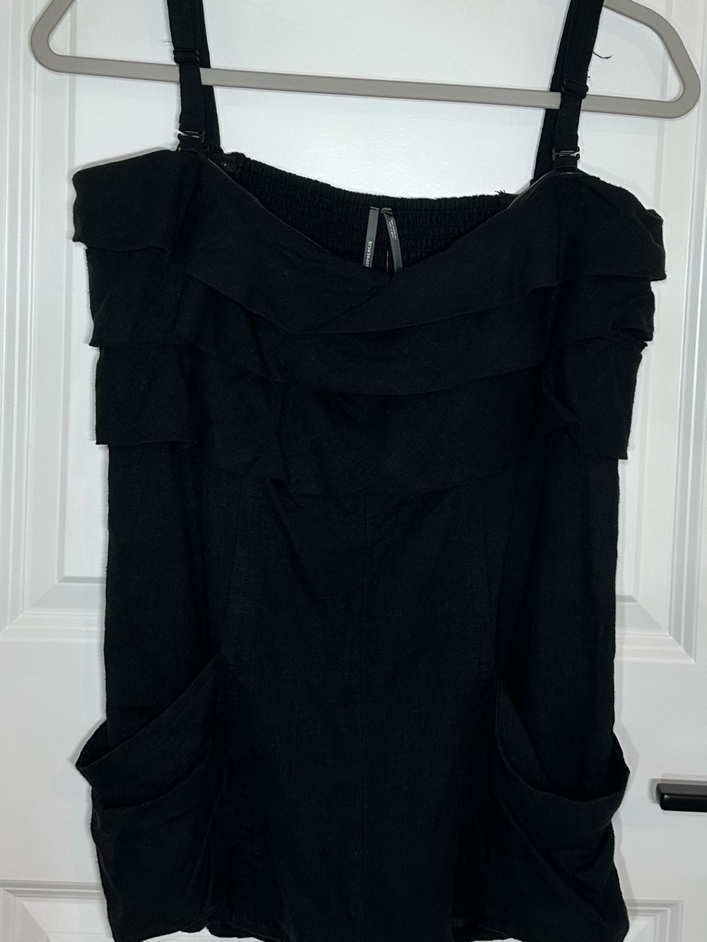 Anthropologie Black Tiered Romper with Pockets